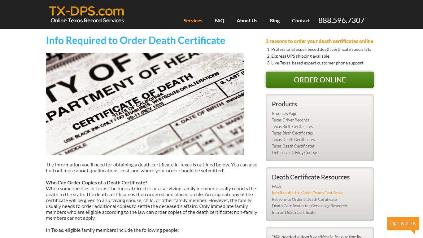 Requirements to Obtaining a Death Certificate | Texas DPS Records